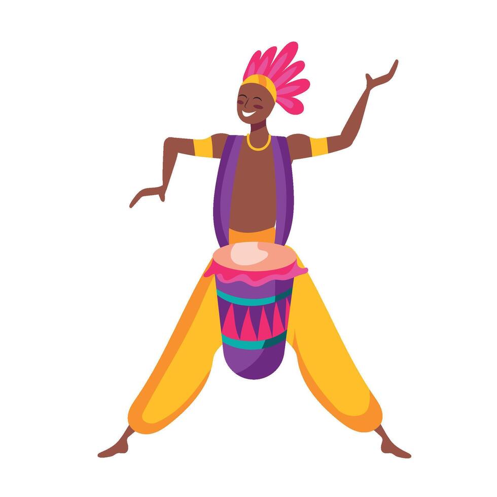 African american dancer with drum illustration vector