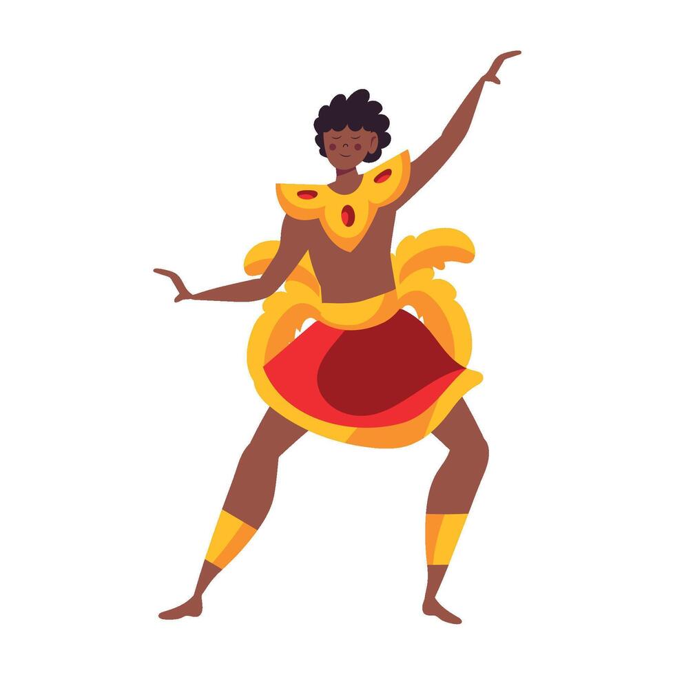 A cartoon african woman dancing in a costume vector