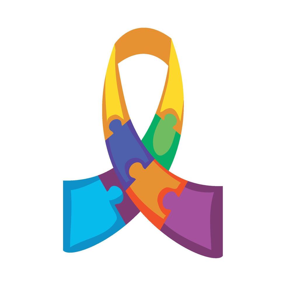 A rainbow puzzle piece with a piece missing vector