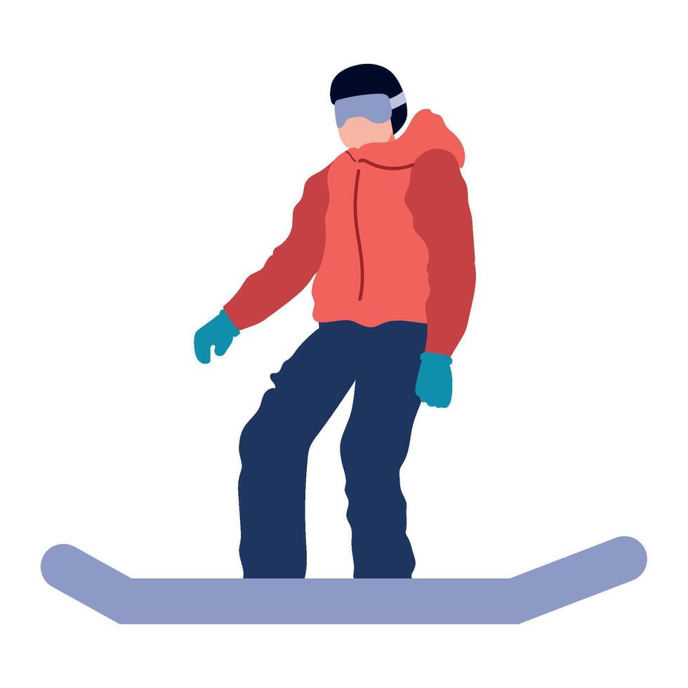 A snowboarder is standing on a snowboard vector