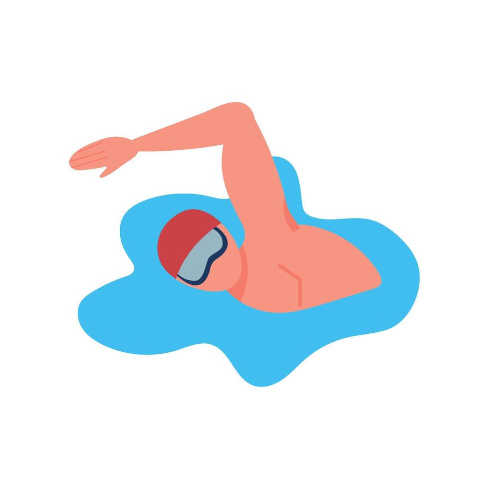 A man swimming in the water with goggles vector