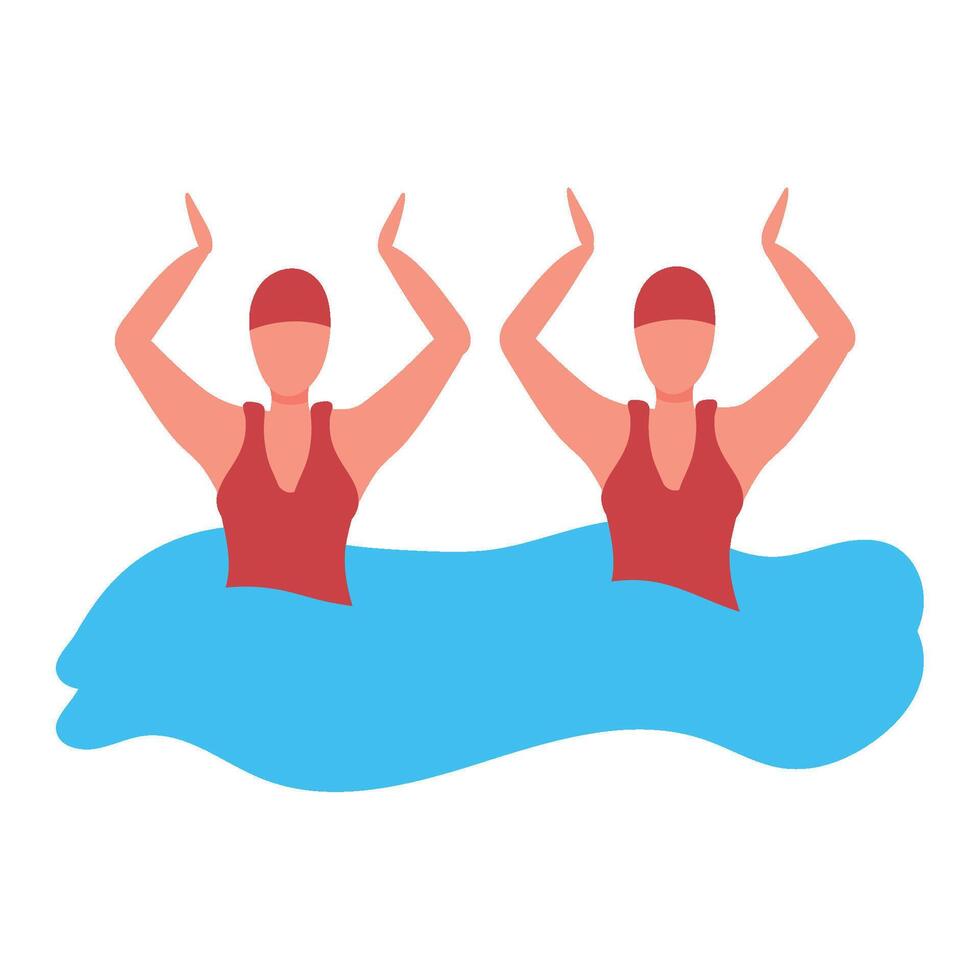 Two women in swimsuits are swimming in the water vector