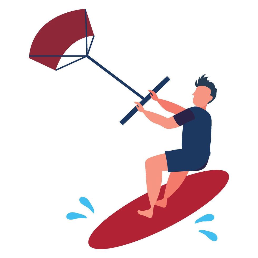 A man is riding a kite on a surfboard vector