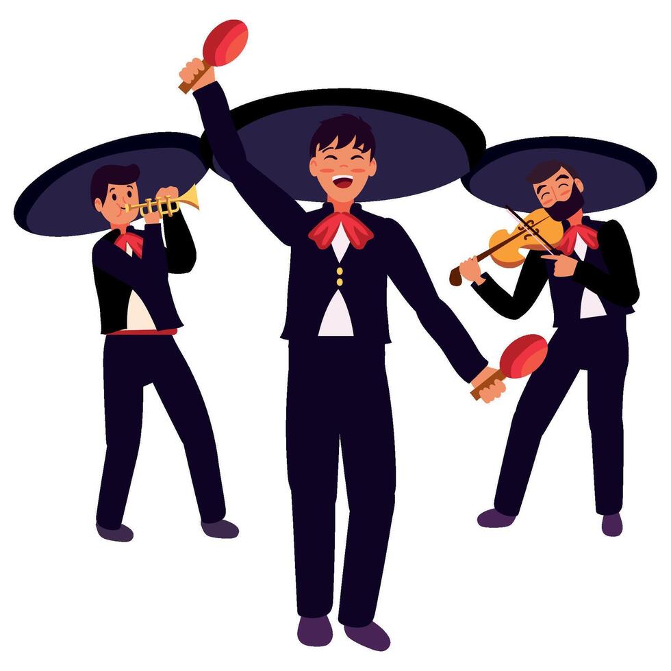 Mexican musicians playing maracas and violin vector