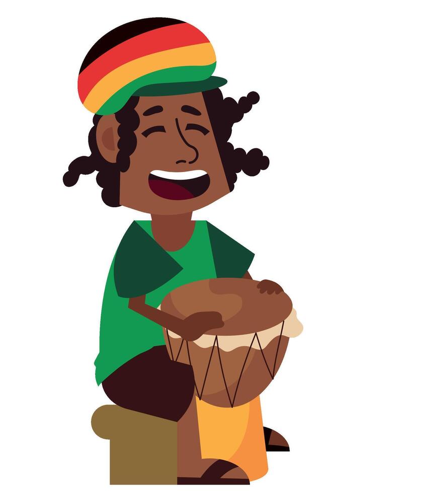 A cartoon character of a man playing a drum vector