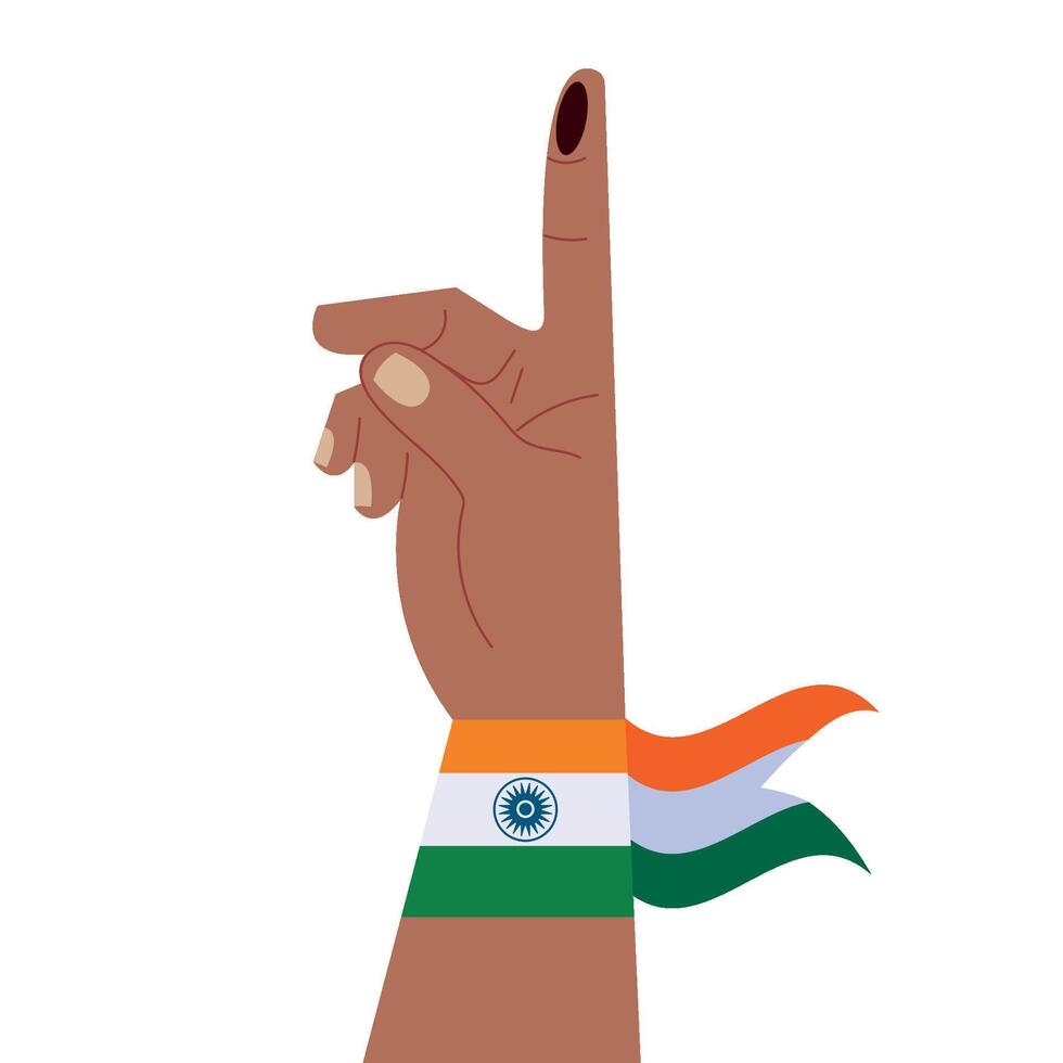 Indian hand with indian flag on it vector