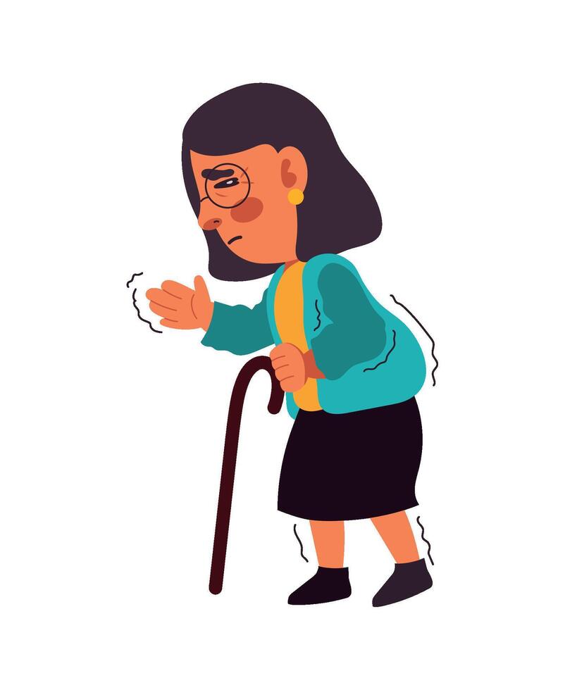 An illustration of an old woman with a cane vector
