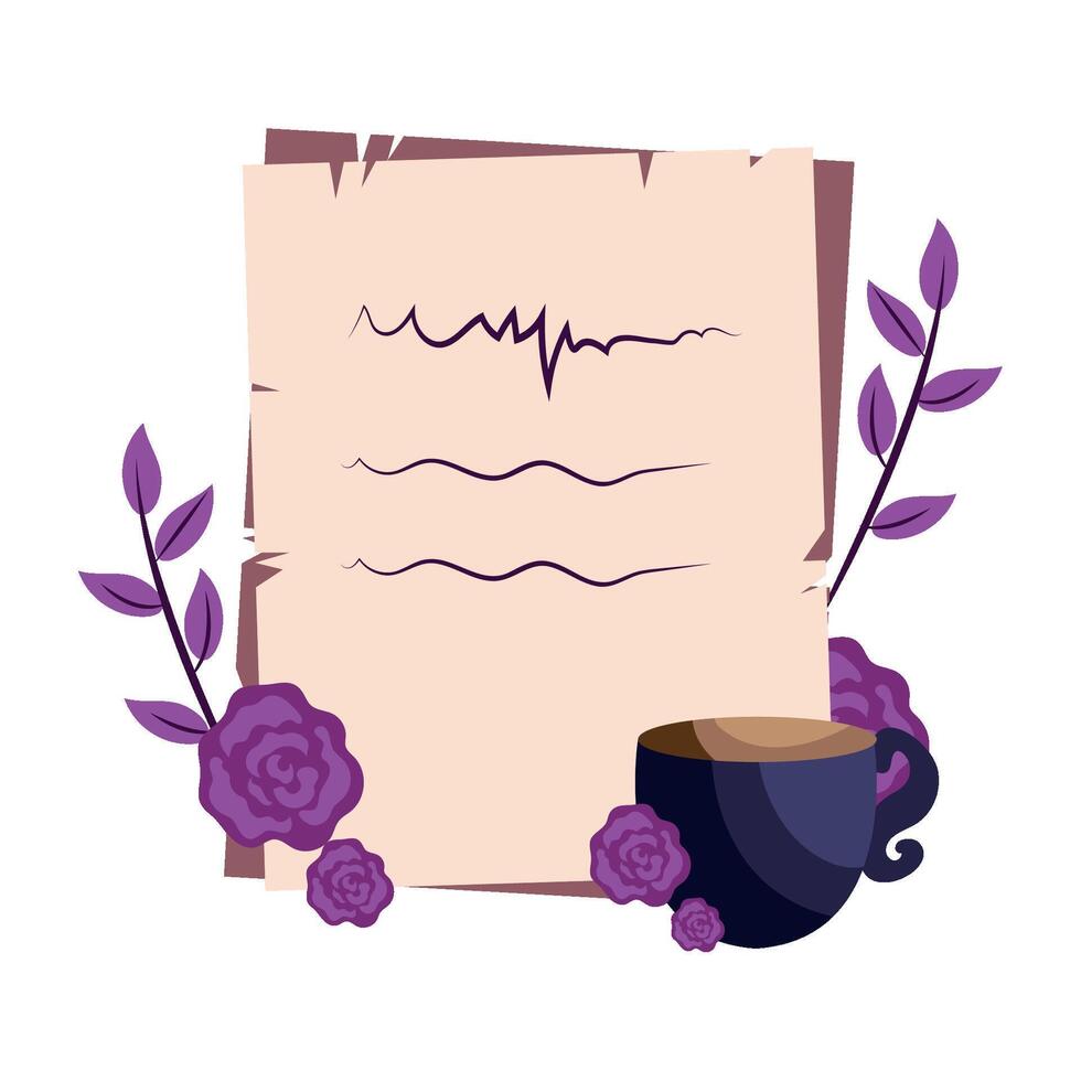 A cup of coffee and a piece of paper with a note on it vector