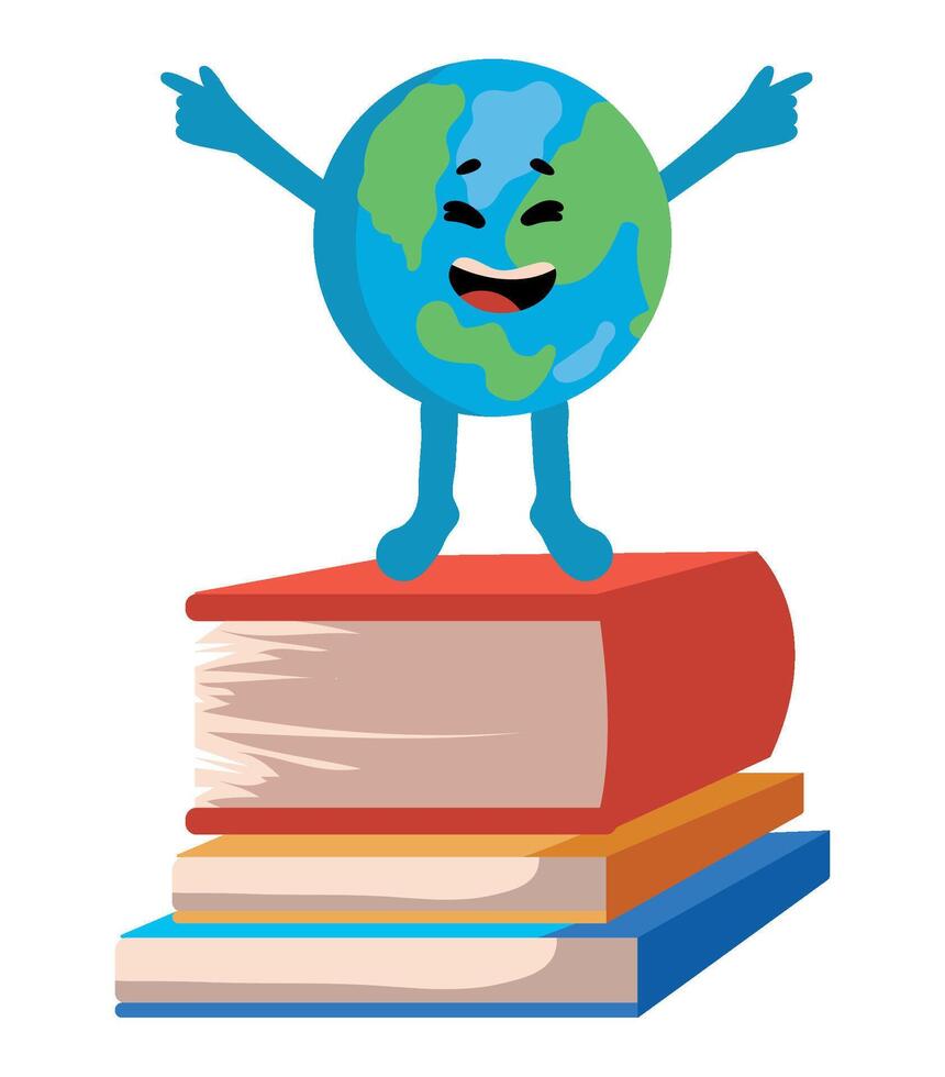 Earth on books illustration vector