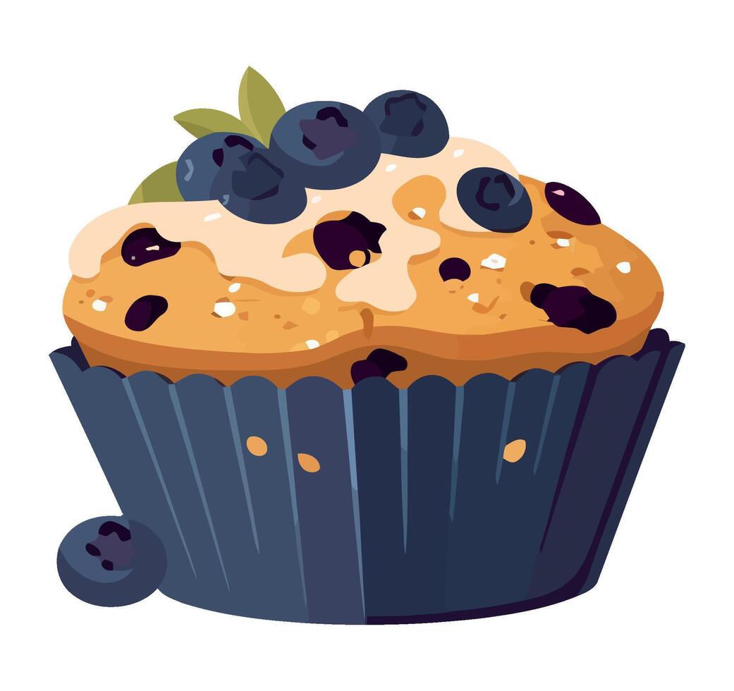 A blueberry muffin with cream cheese and blueberries vector