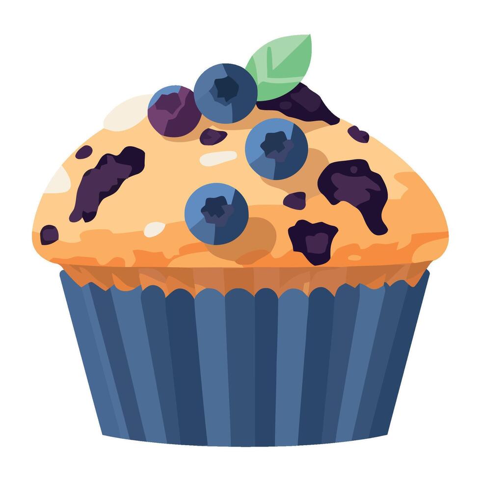 A blueberry muffin with blueberries on top vector