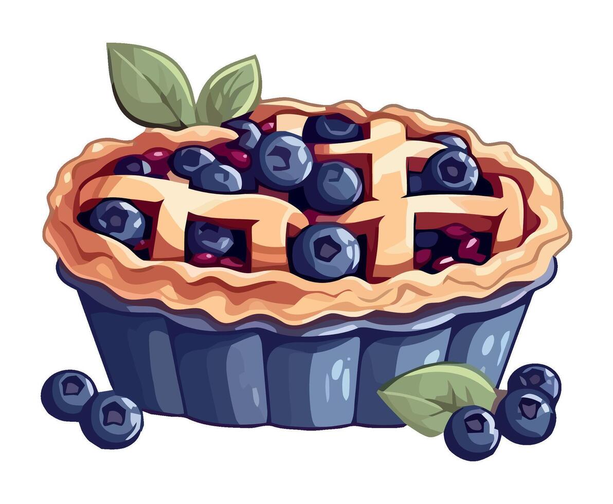 A blueberry pie with a lattice on top vector