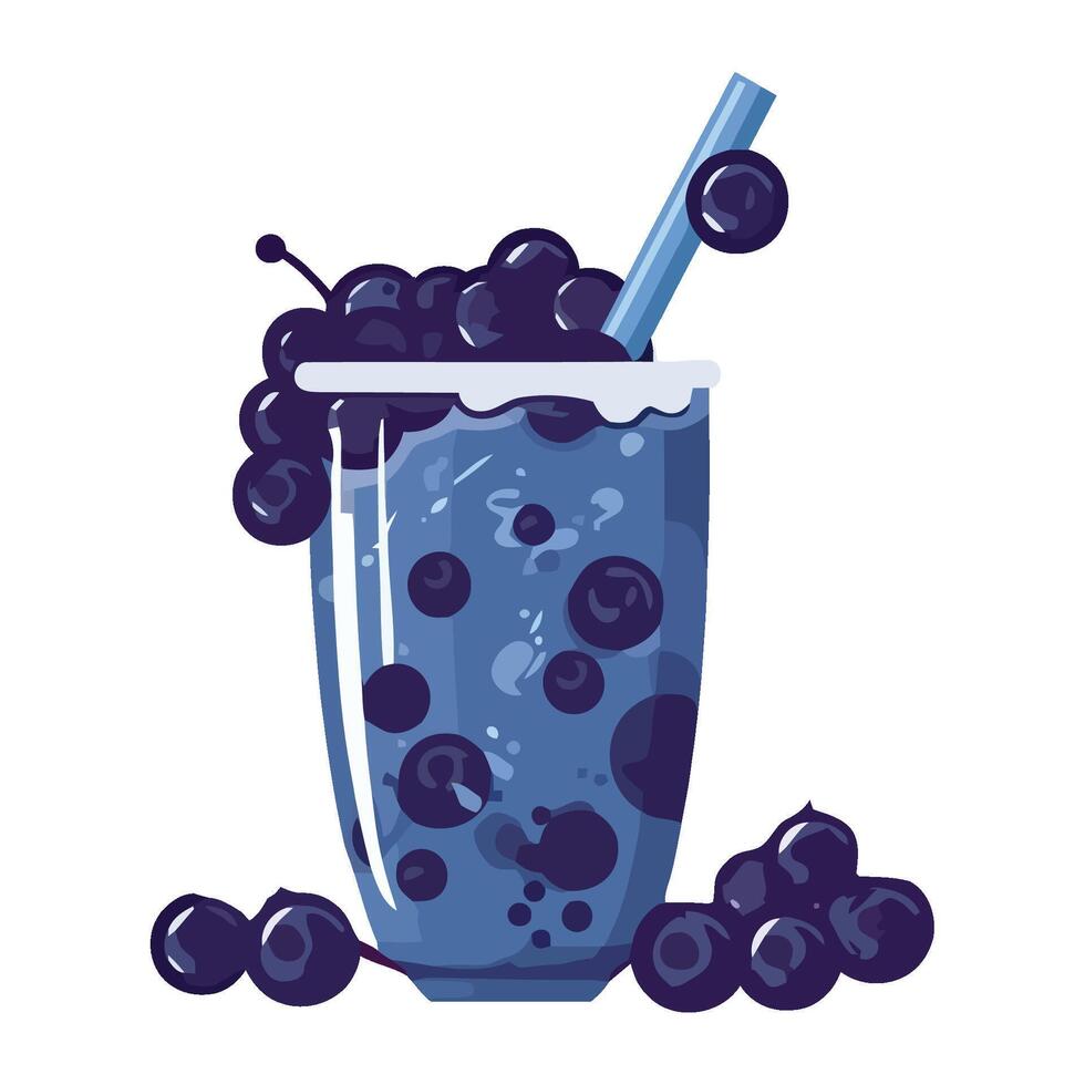 Blueberry smoothie with blueberries and berries illustration vector
