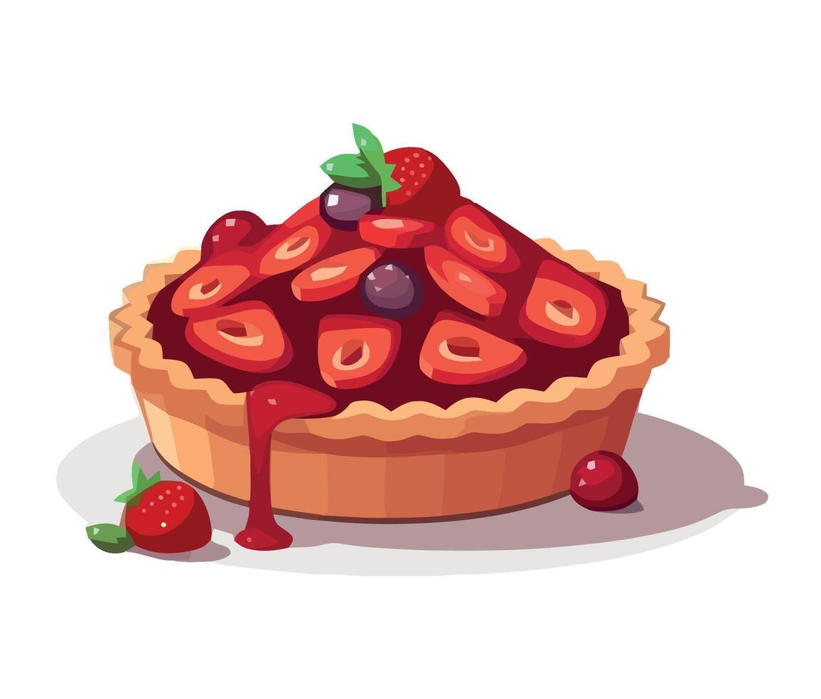 Strawberry pie with berries and berries on top vector
