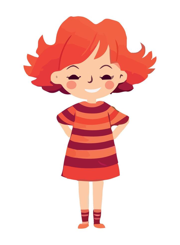 A cartoon girl with red hair standing with her hands on her hips vector