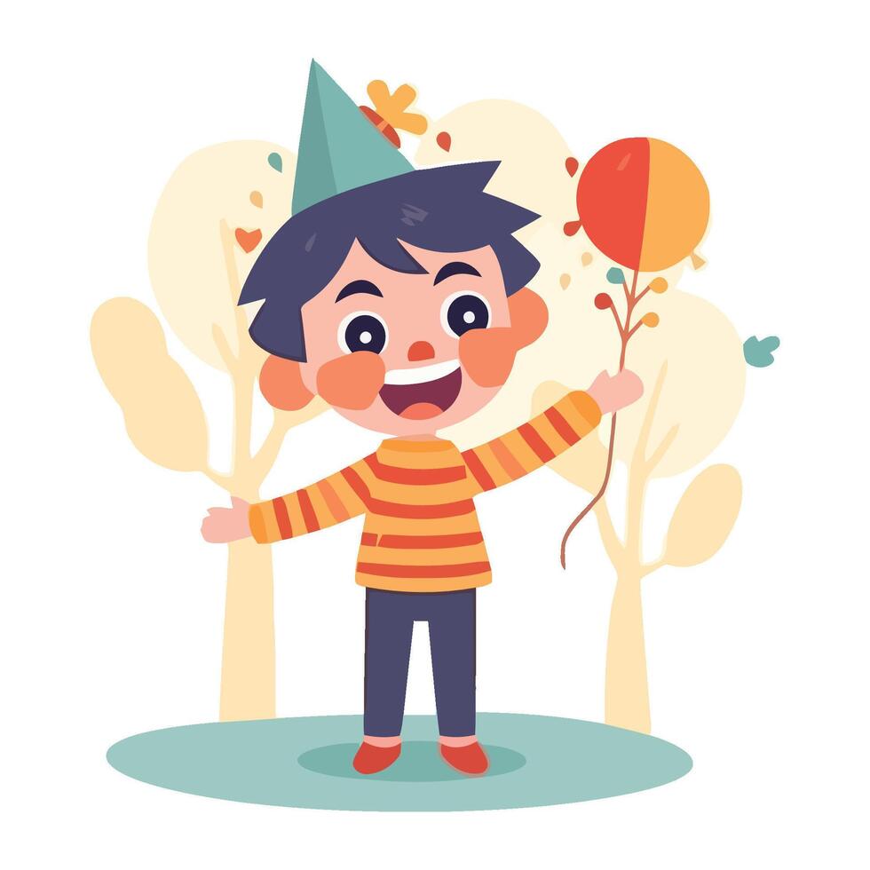 Happy boy with balloons illustration vector