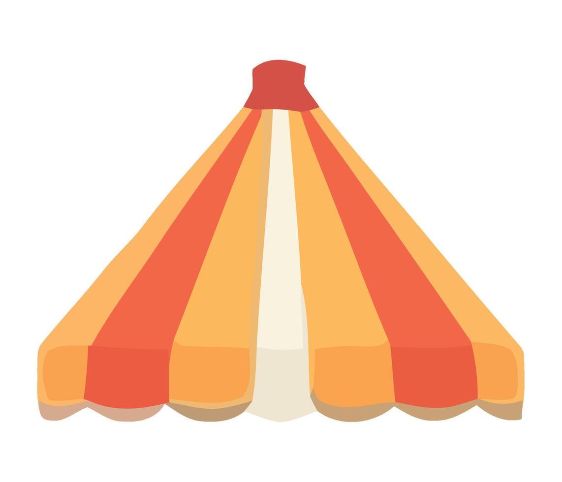 An orange and white tent with a red stripe vector