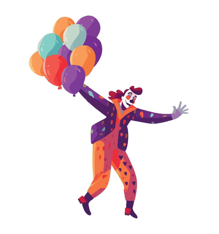 A cartoon clown holding balloons vector