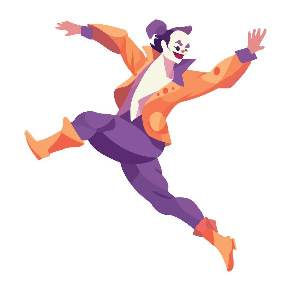 A cartoon joker in purple and orange vector