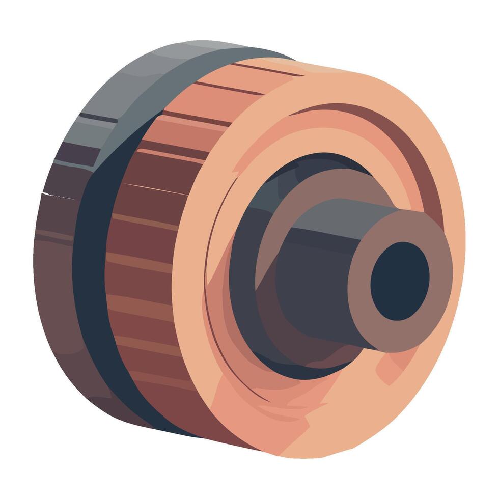 A wooden wheel with a black center vector