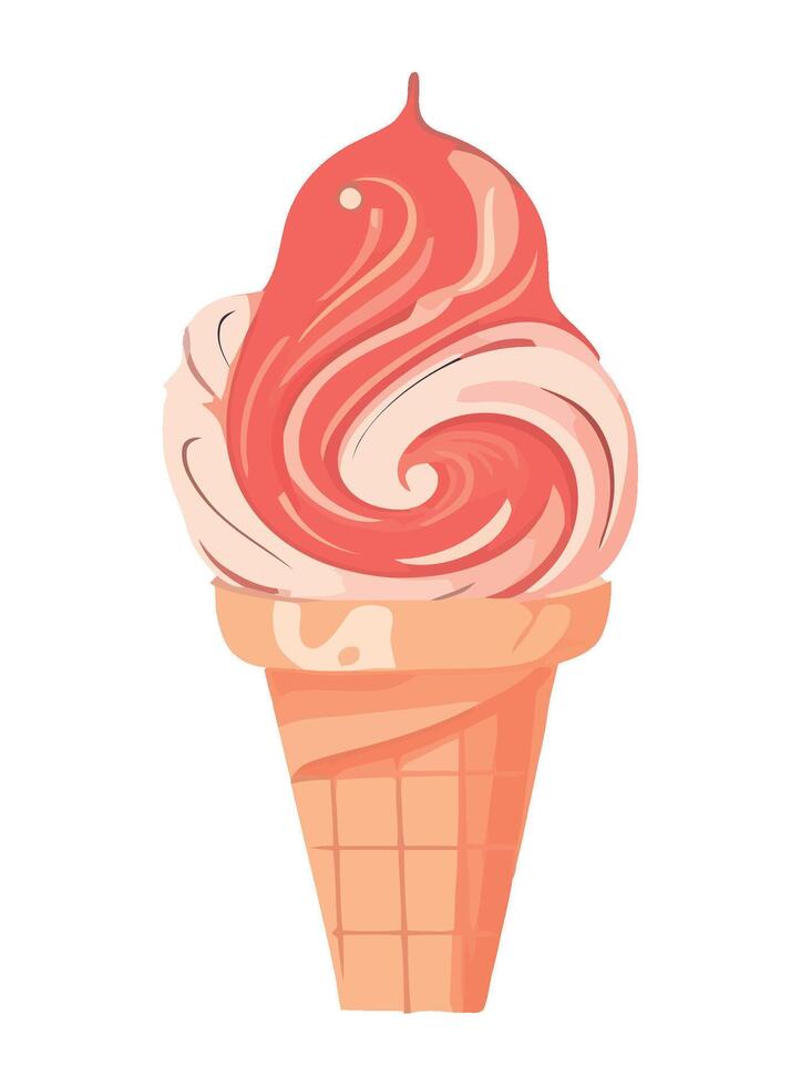 Ice cream in a waffle cone illustration vector