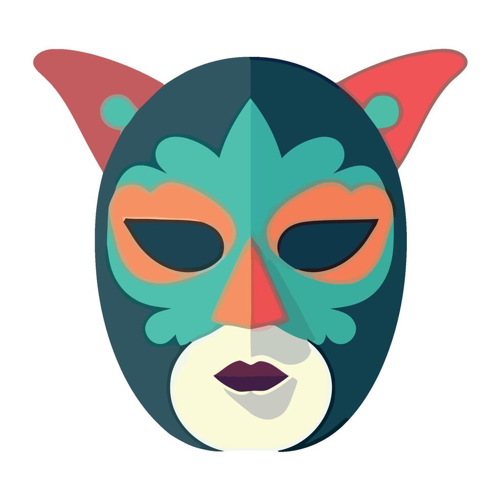 A colorful mask with cat ears and a nose vector