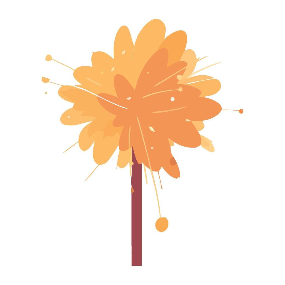 A cartoon tree with orange splashes on it vector
