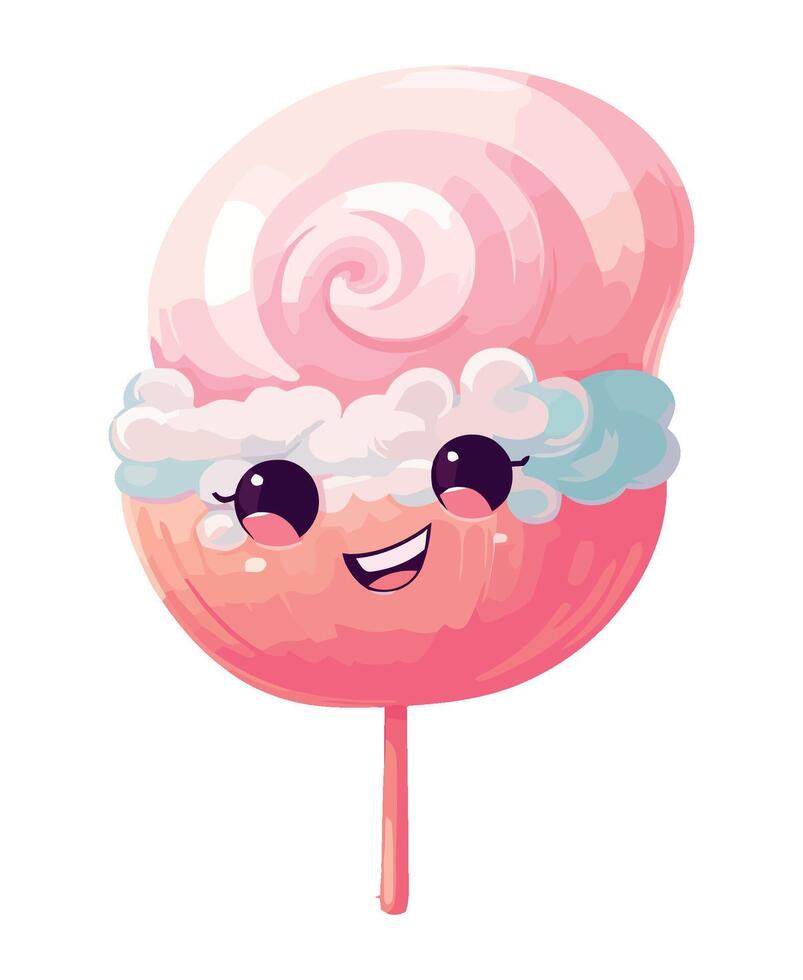 A cartoon lollipop with a smiley face vector