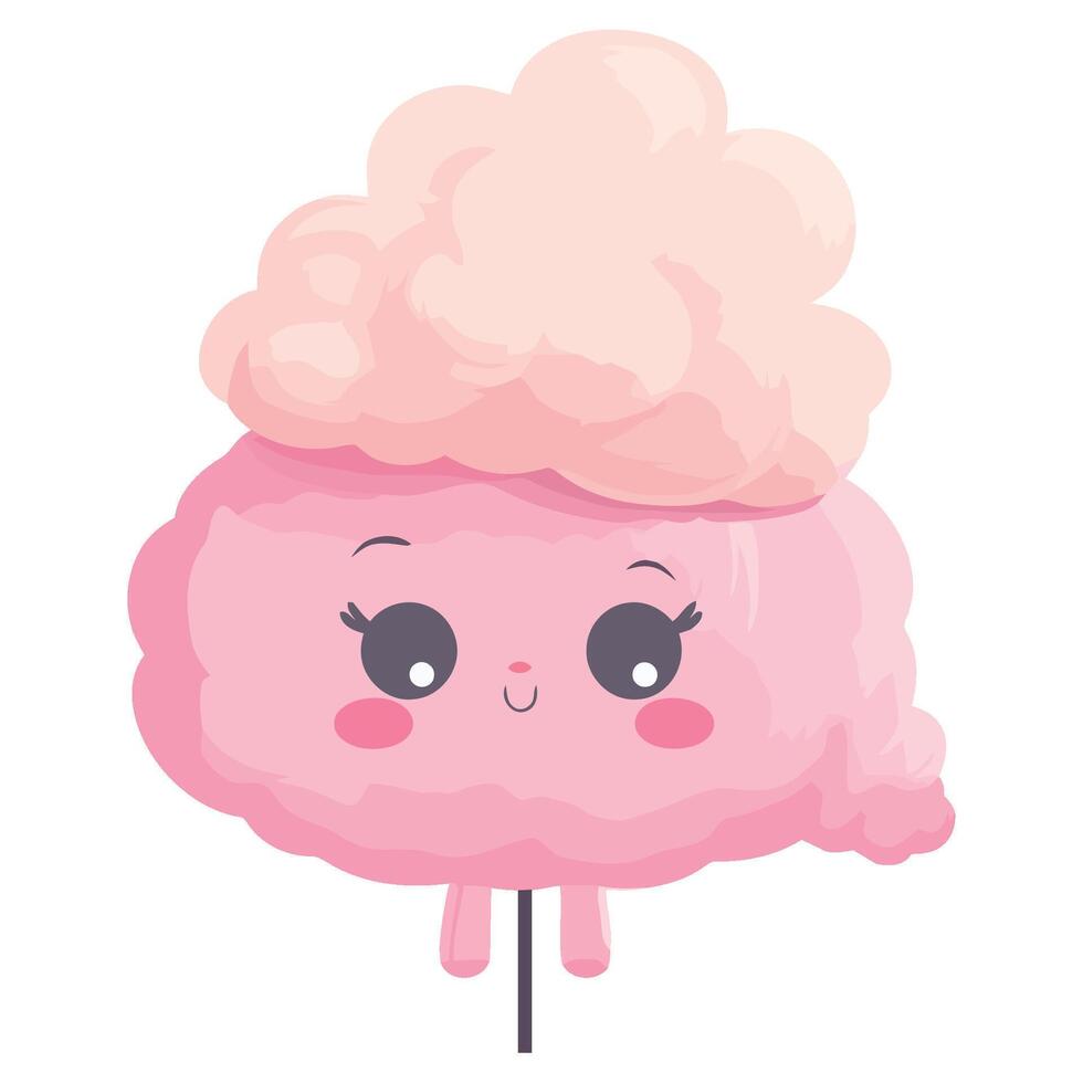 A cartoon pink cloud with eyes and a smile vector