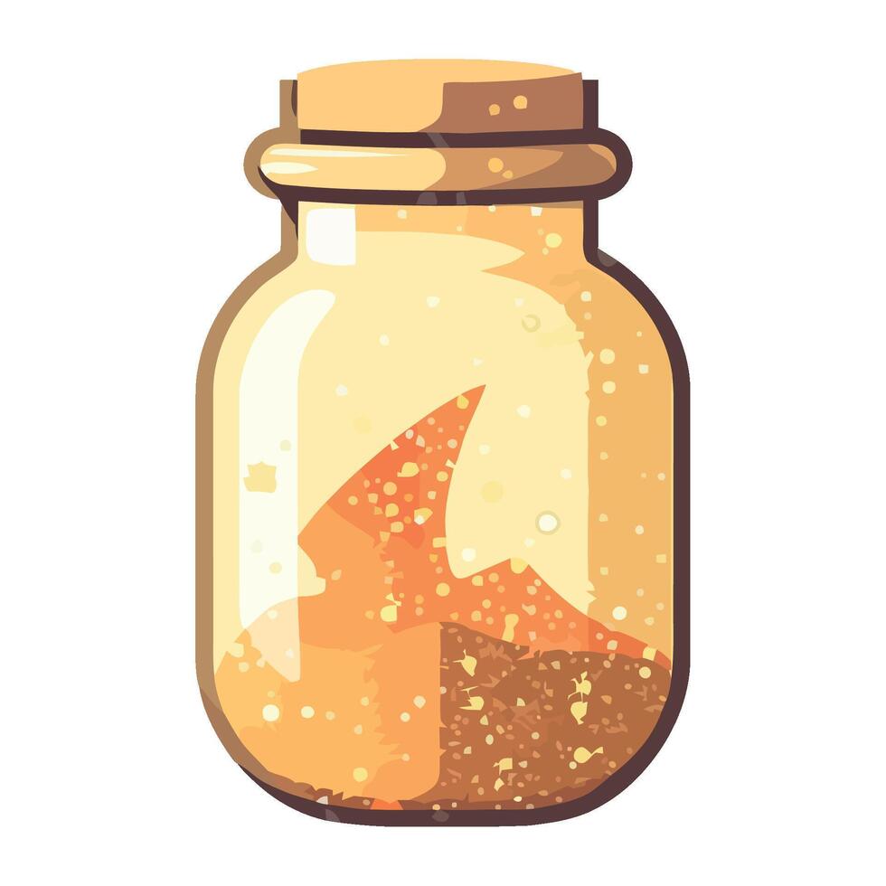 A jar with sand and a fish inside vector