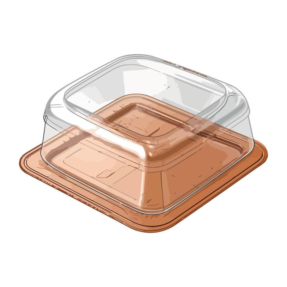 A square plastic container with a lid vector