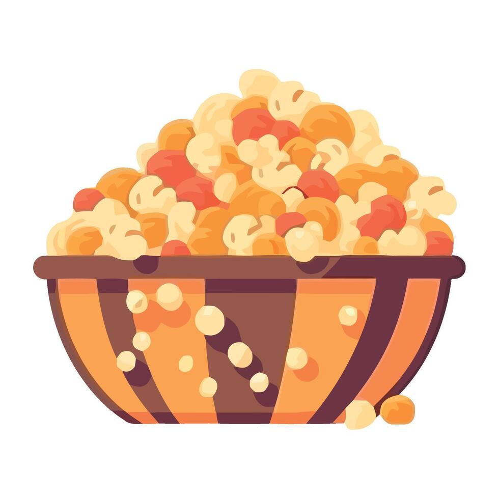 Popcorn in a bowl illustration vector