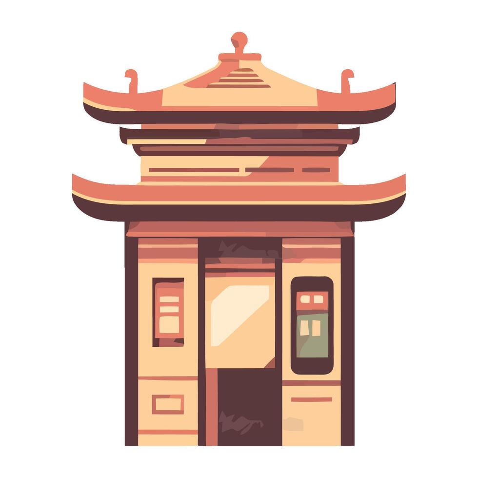 Chinese pagoda atm machine illustration vector