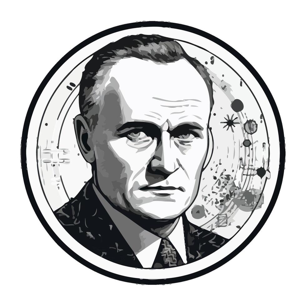 A black and white drawing of a man in a suit vector