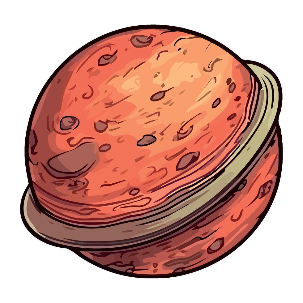 Cartoon planet with a ring around it vector