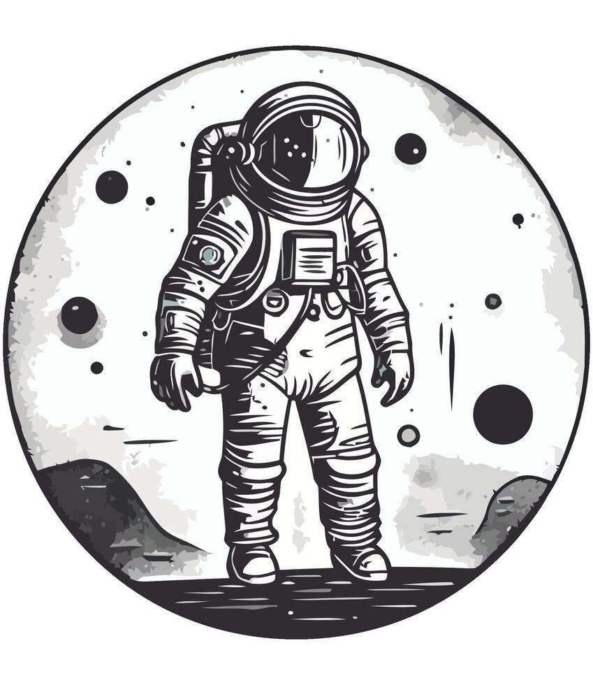 An astronaut in space with a planet in the background vector