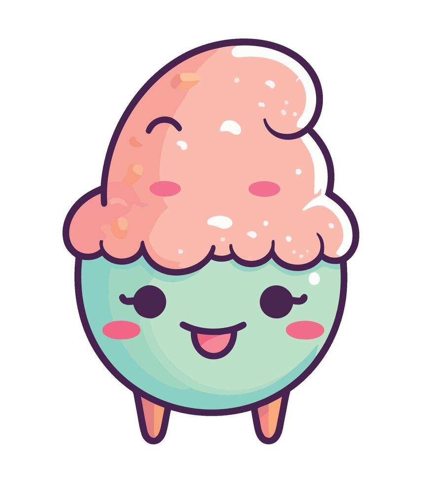 A cartoon ice cream cone with a smile vector