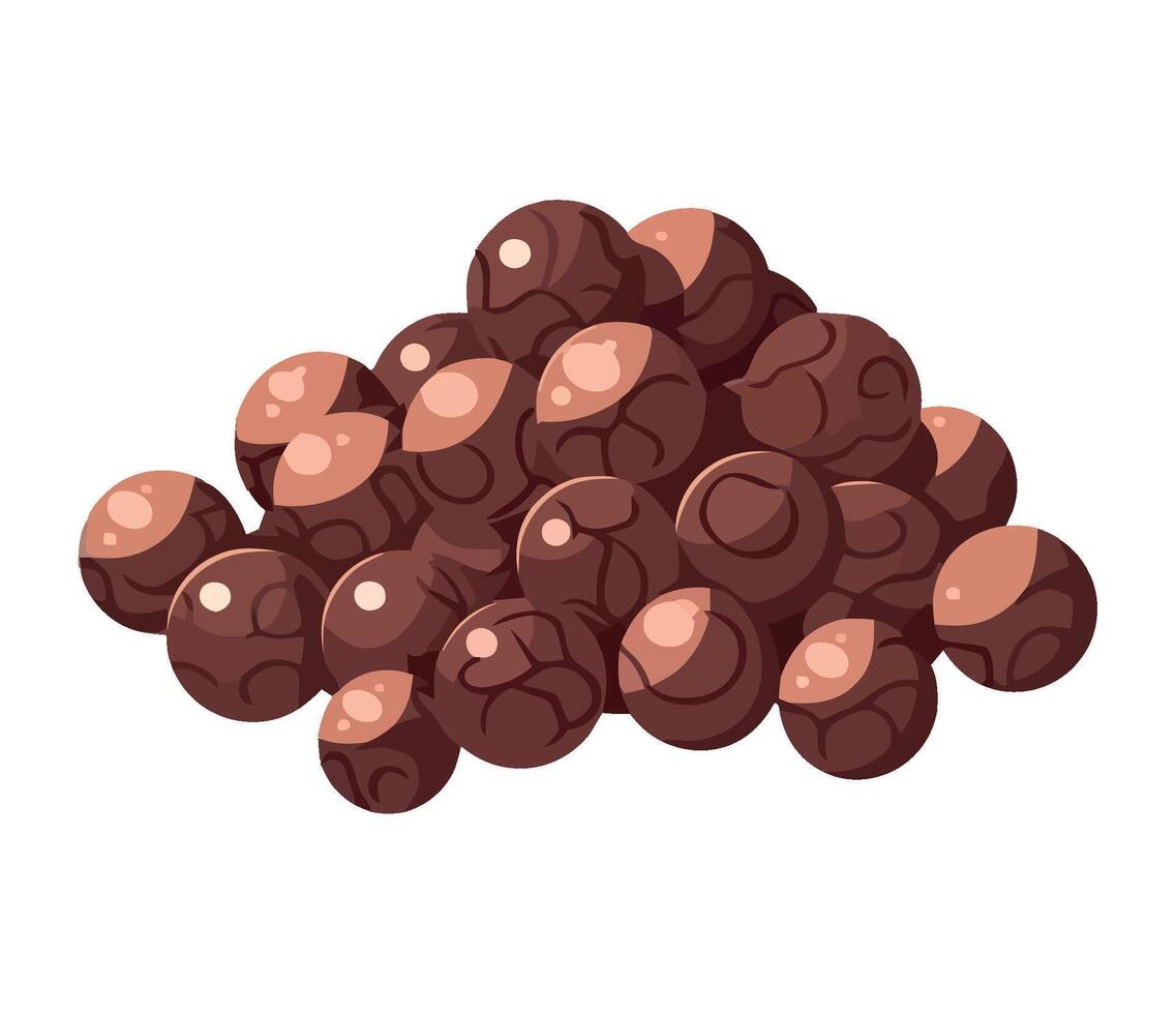 A pile of chocolate balls on a white background vector