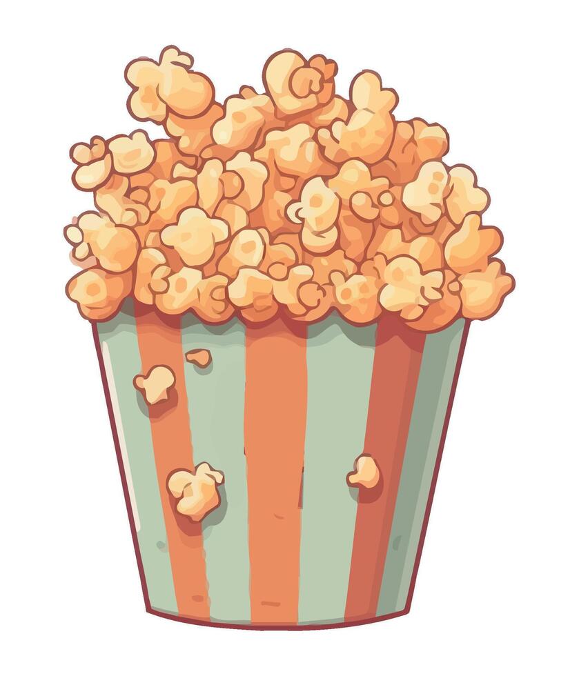 Popcorn in striped bucket illustration vector