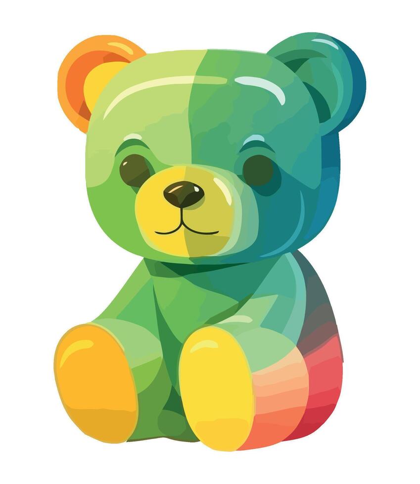 A colorful teddy bear sitting on a white background vector