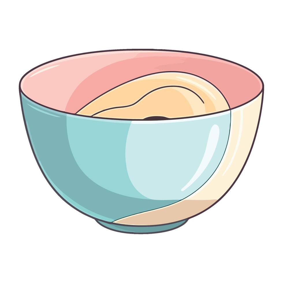A bowl of rice with a spoon in it vector