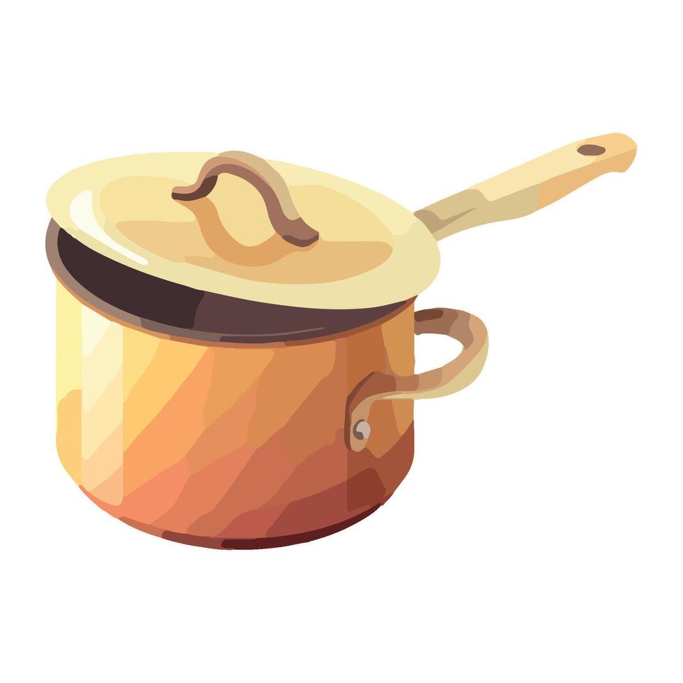 Pot with lid and handle on white background vector