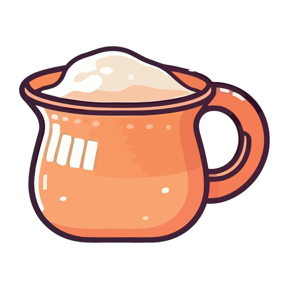 A mug of milk with a white substance in it vector