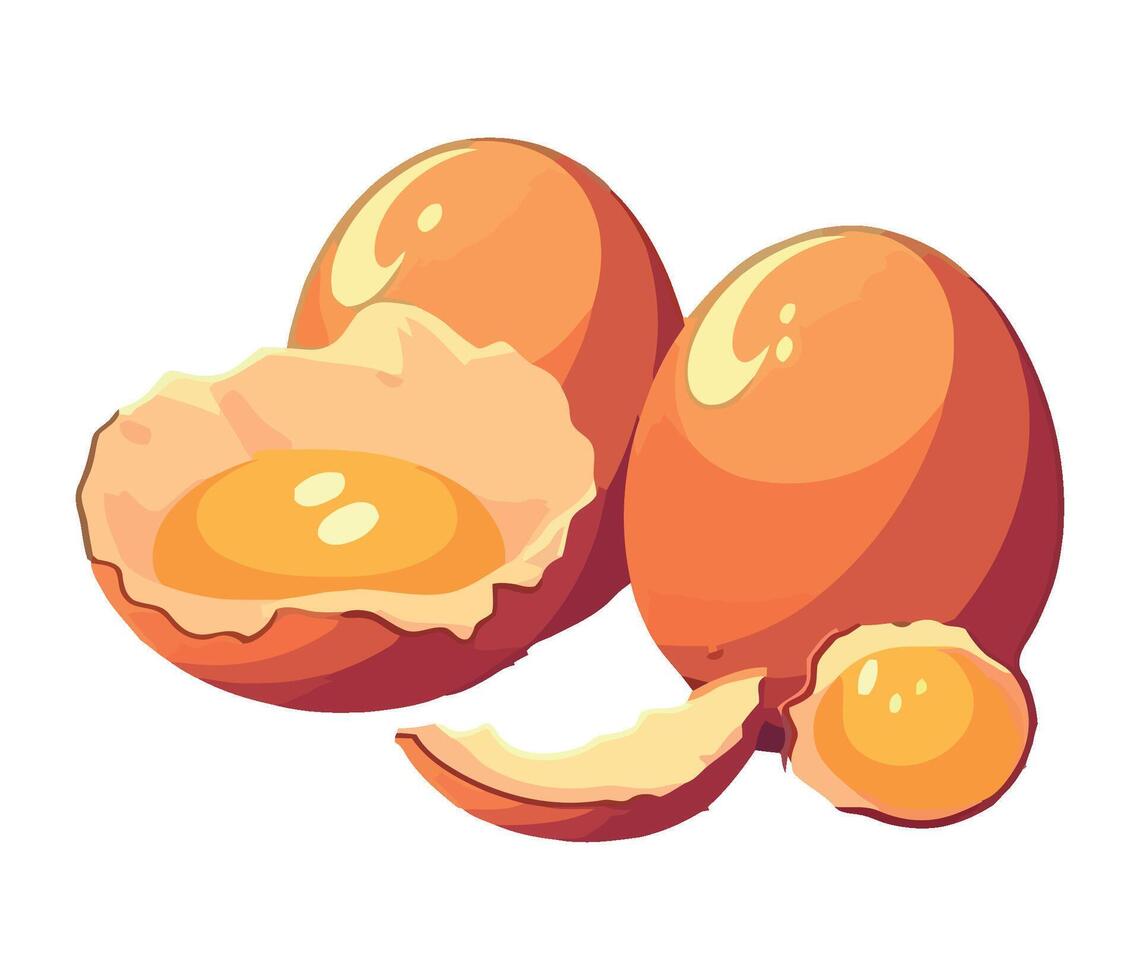 An egg with an open shell and a cracked shell vector