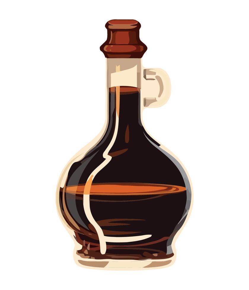 A bottle of syrup with a brown liquid inside vector