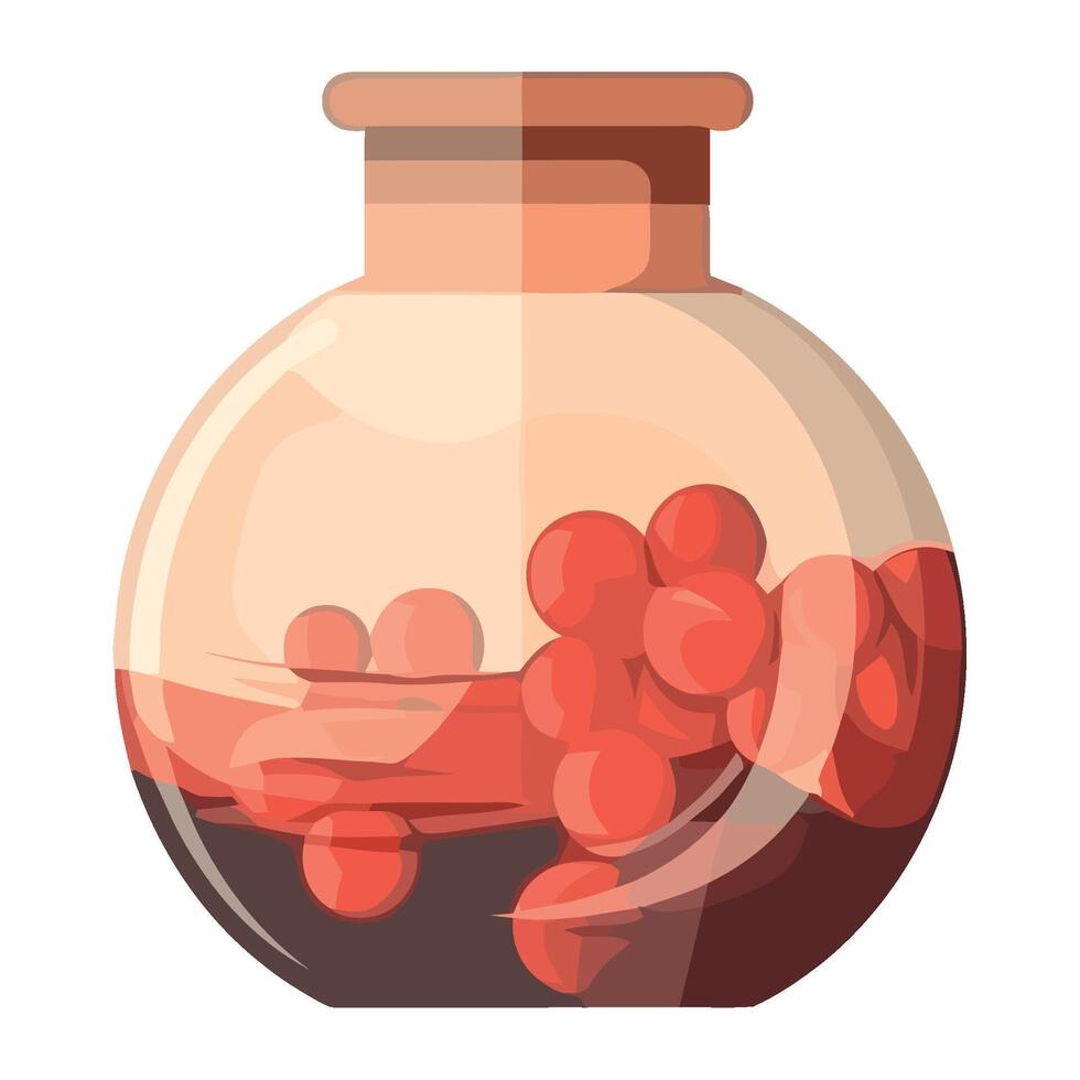 A glass jar with red berries inside vector