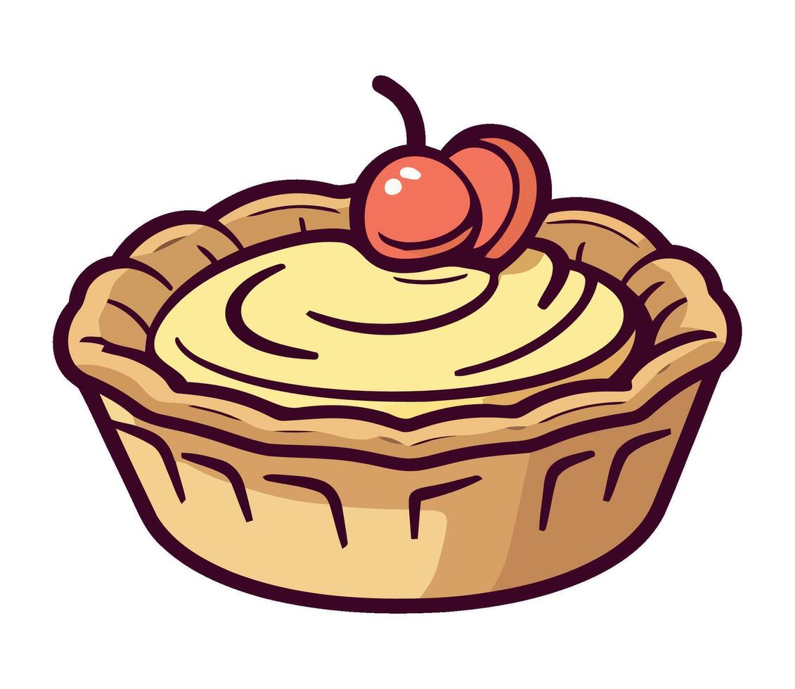 A pie with a cherry on top vector