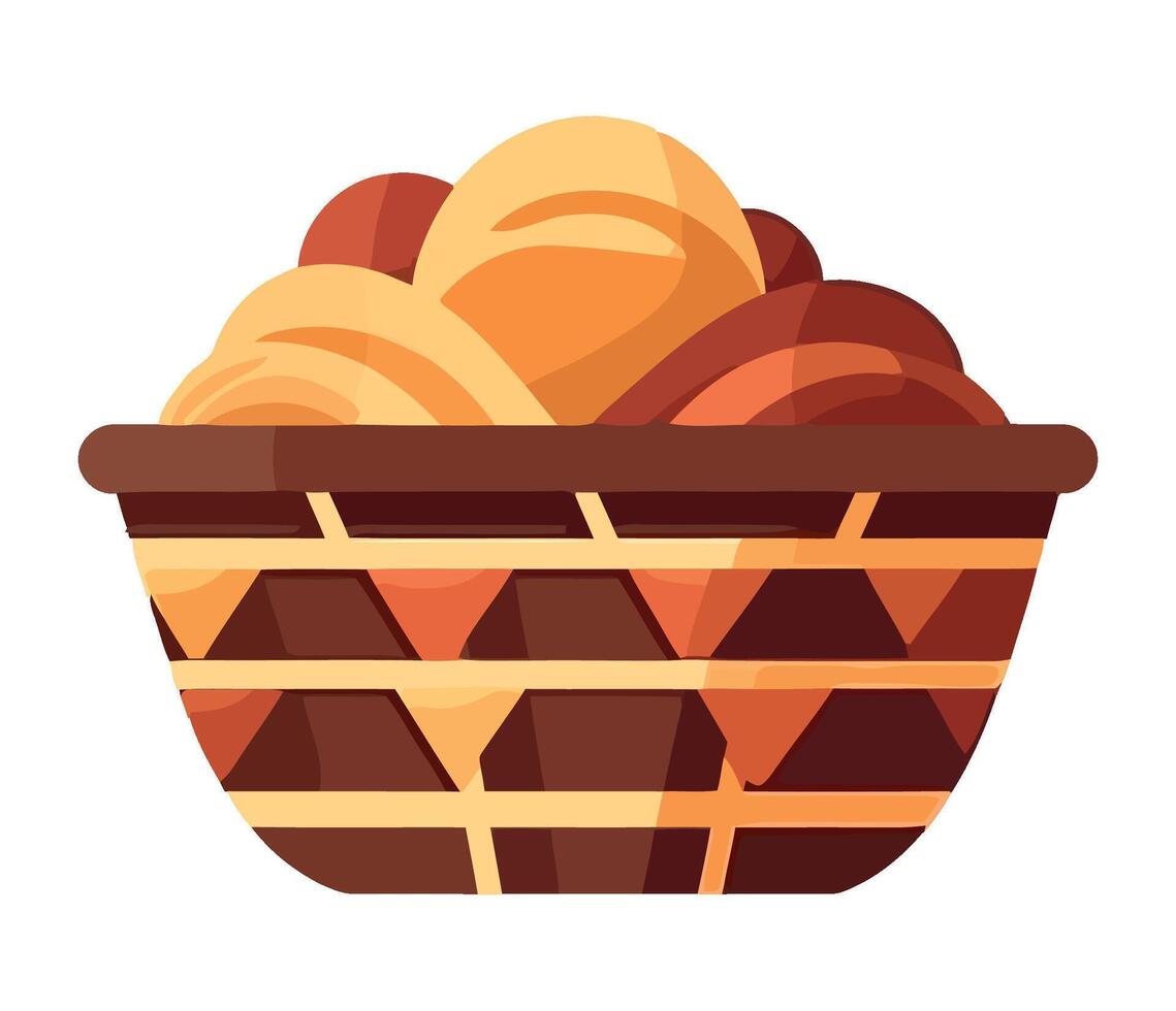 Basket of bread flat icon illustration vector