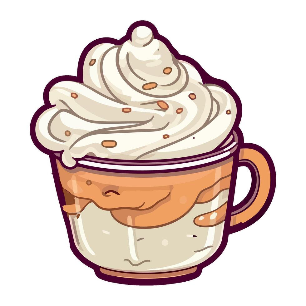 A cup of whipped cream with a spoon vector