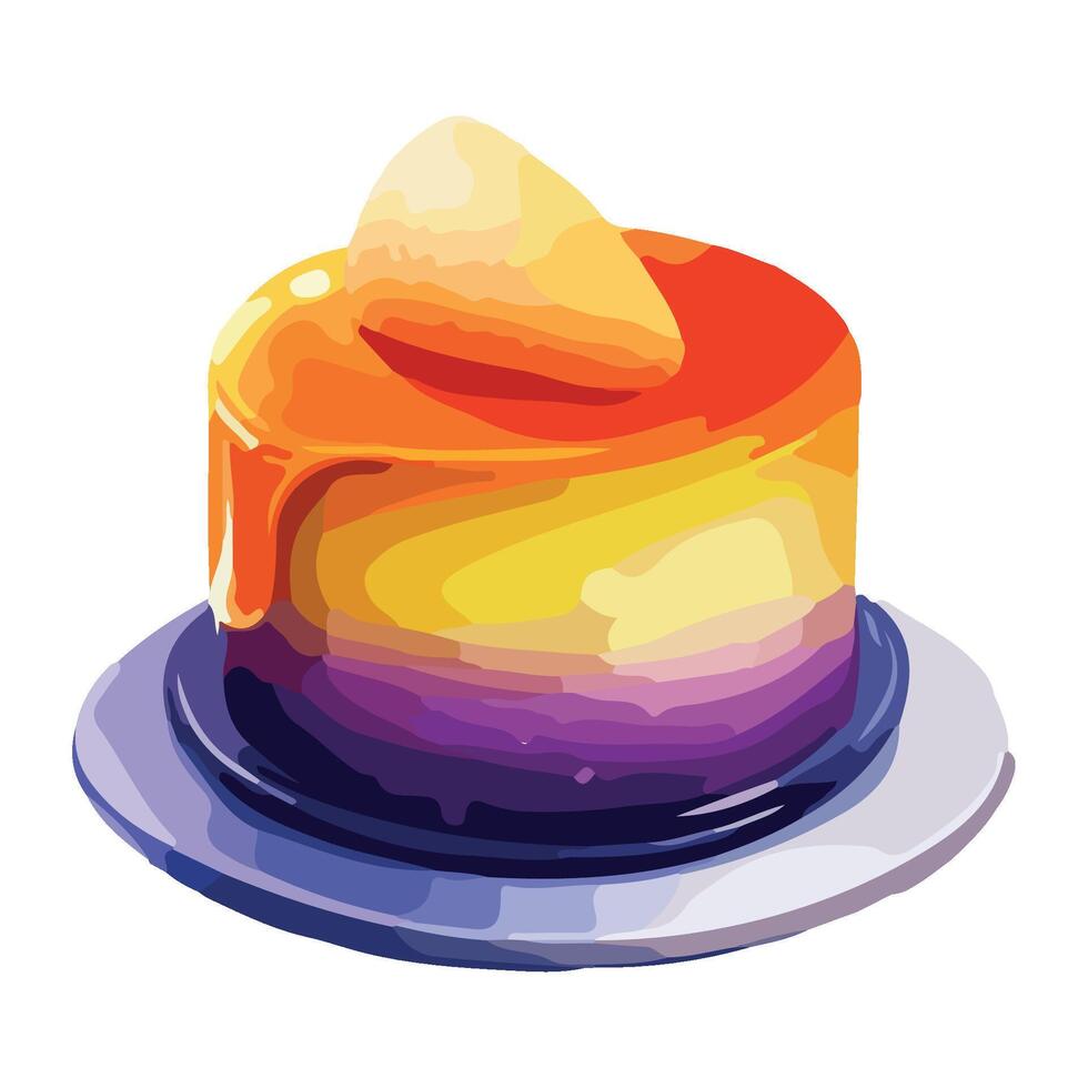 A cake with orange and yellow icing on top vector
